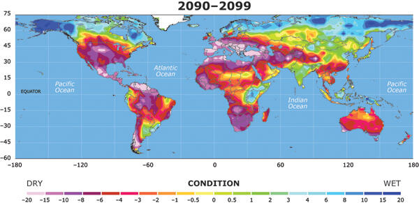 Zasięg prognozowanej suszy pod koniec obecnego wieku / autor: UCAR
