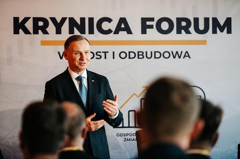 Prezydent RP Andrzej Duda podczas Krynica Forum 2022 / autor: Krynica Forum Sp. z o.o.