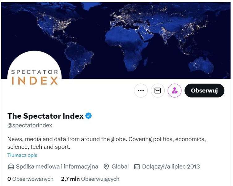 Profil Spectatorindex / autor: X /@spectatorindex