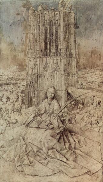 autor: Święta Barbara – rysunek Jana van Eycka