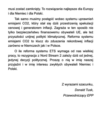 treść listu do Angeli Merkel, którego wysłanie premier Morawiecki zaproponował Donaldowi Tuskowi, str. 2 / autor: Mateusz Morawiecki / Facebook