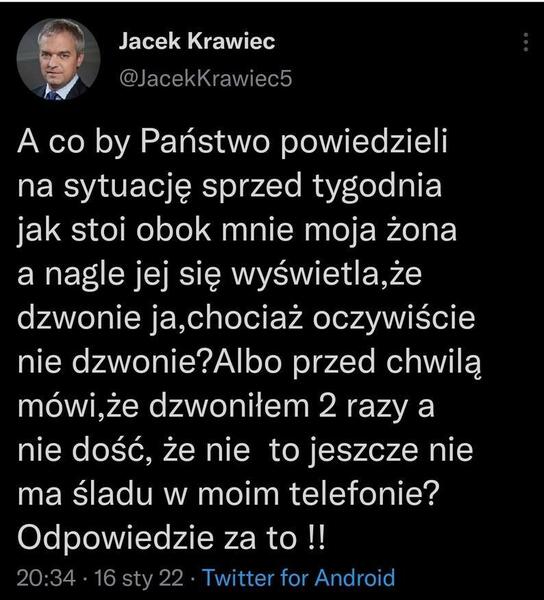 Jacek Krawiec twitt / autor: Twitter