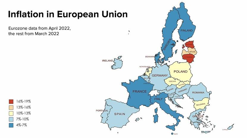 inflacja w Europie, kwiecień 2022 r. / autor: Peedu Tuisk/ Twitter