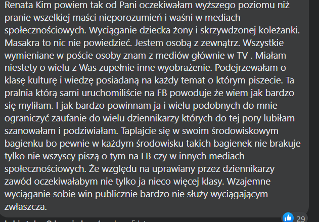 Komentarze do wpisu Staszewskiego / autor: Facebook
