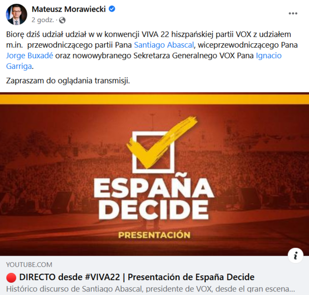 wiec konserwatystów w Medrycie 'Espana Decide' / autor: Mateusz Morawiecki/ Facebook