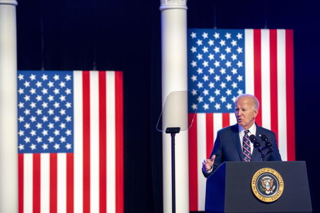 Prezydent Joe Biden na mitingu demokratów w Blue Bell (Pennsylwania), 5 stycznia 2024 / autor: PAP/EPA/SHAWN THEW